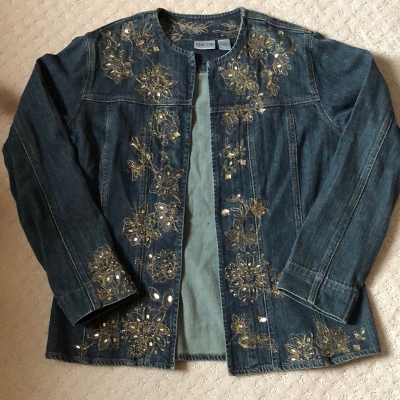 chicos embellished denim jacket